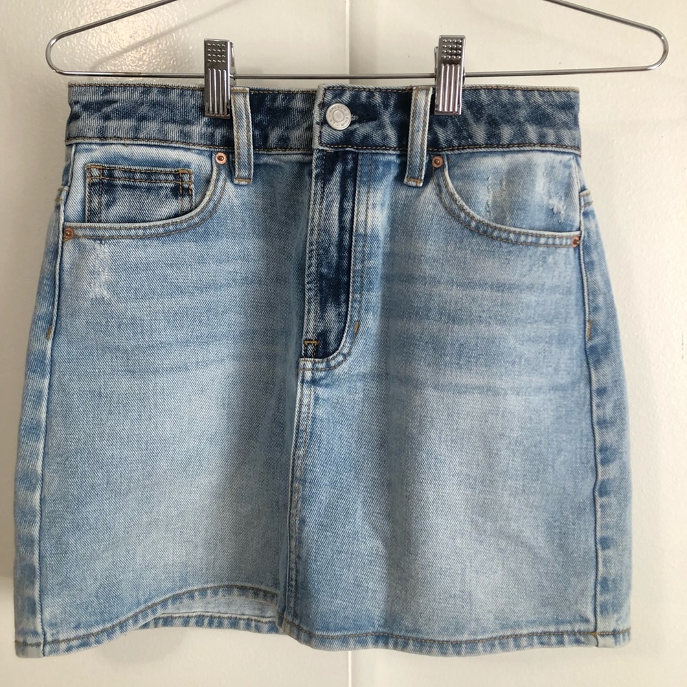 Blue Two-Tone High Rise Denim Mini Skirt from PacSun